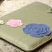 Boho iPad Case Sage Leather, Pink and Blue Flowers. Ready to ship