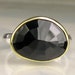Rose Cut Black Spinel Ring - 18k Gold and Sterling