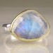 Rose Cut Rainbow Moonstone Ring - 18k Gold and Sterling