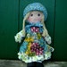 Vintage Holly Hobbie Cloth Doll, Knickerbocker Toys, The Original, Sweet Patchwork Girl, Braids, Bonnet, Apron