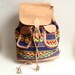 RESERVED for FLASHBAK - vintage southwestern bookbag / leather and cotton bookbag / 1990s knapsack