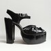 hold for Sally - 1970s platforms / black patent leather heels / deadstock 70s 1970s platform / disco heels / shoes size 8 / vintage shoes