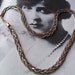 Vintage 1960's Korea Signed 5 Strand Braided Necklace in Silver, Copper & Gold Toned Link Chain Metal