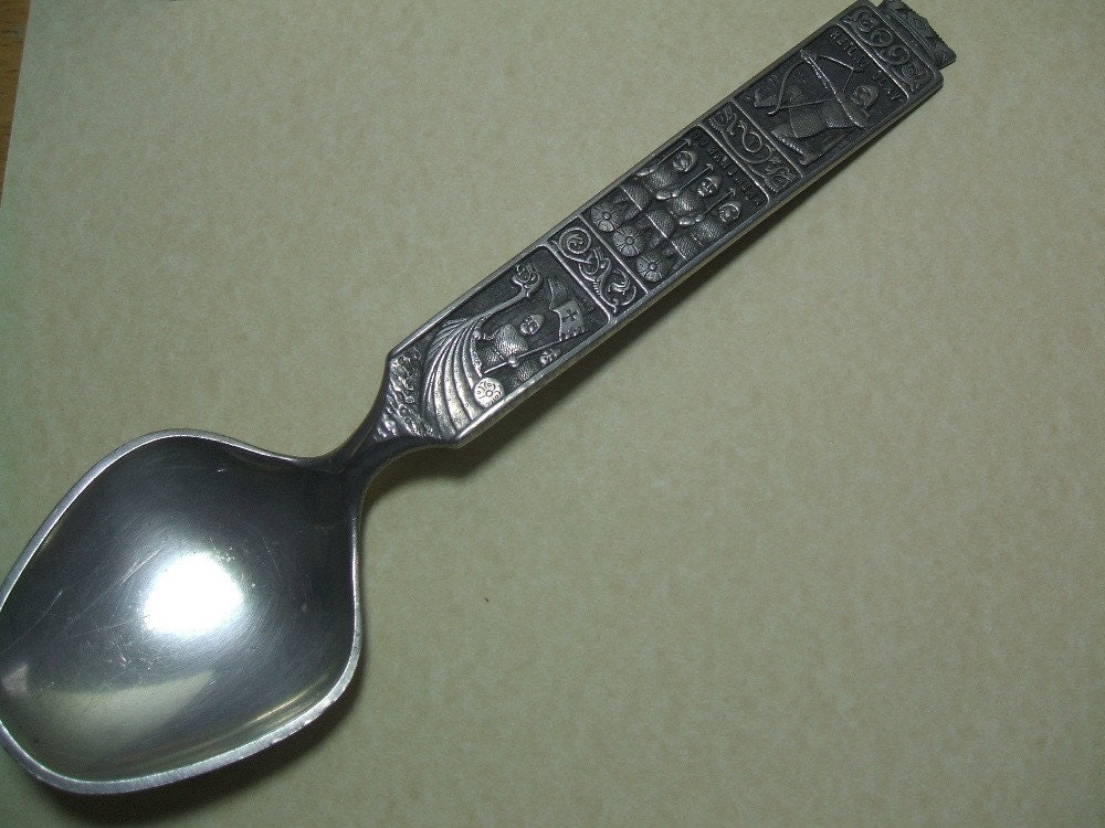 Vintage Konge Tinn Norway Pewter Serving Spoon In Royal Pewter