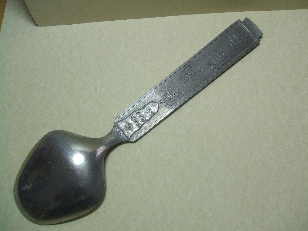 Vintage Konge Tinn Norway Pewter Serving Spoon In Royal Pewter