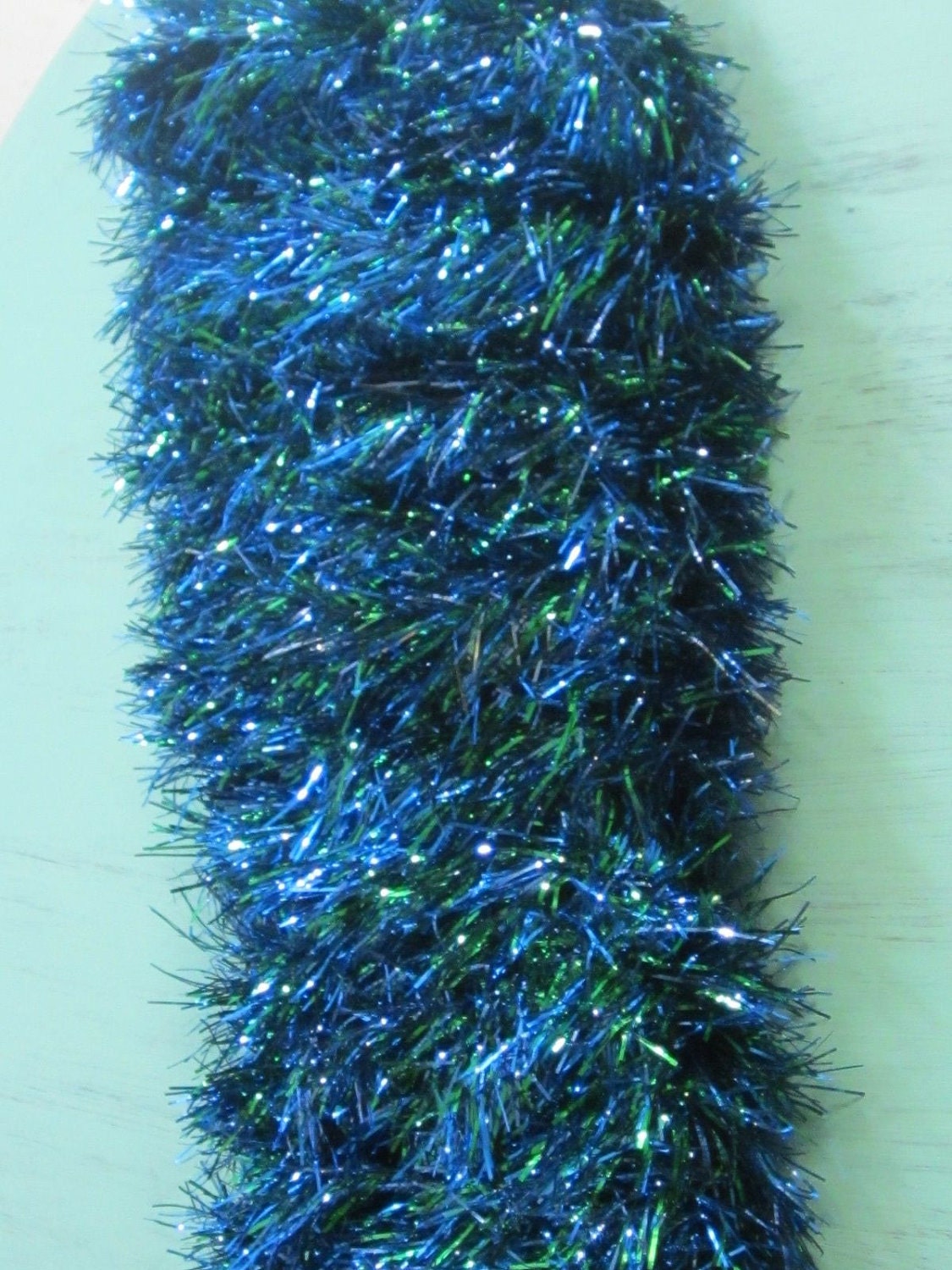 vintage tinsel christmas tree trim blue silver and green vintage tinsel christmas tree trim blue silver and green