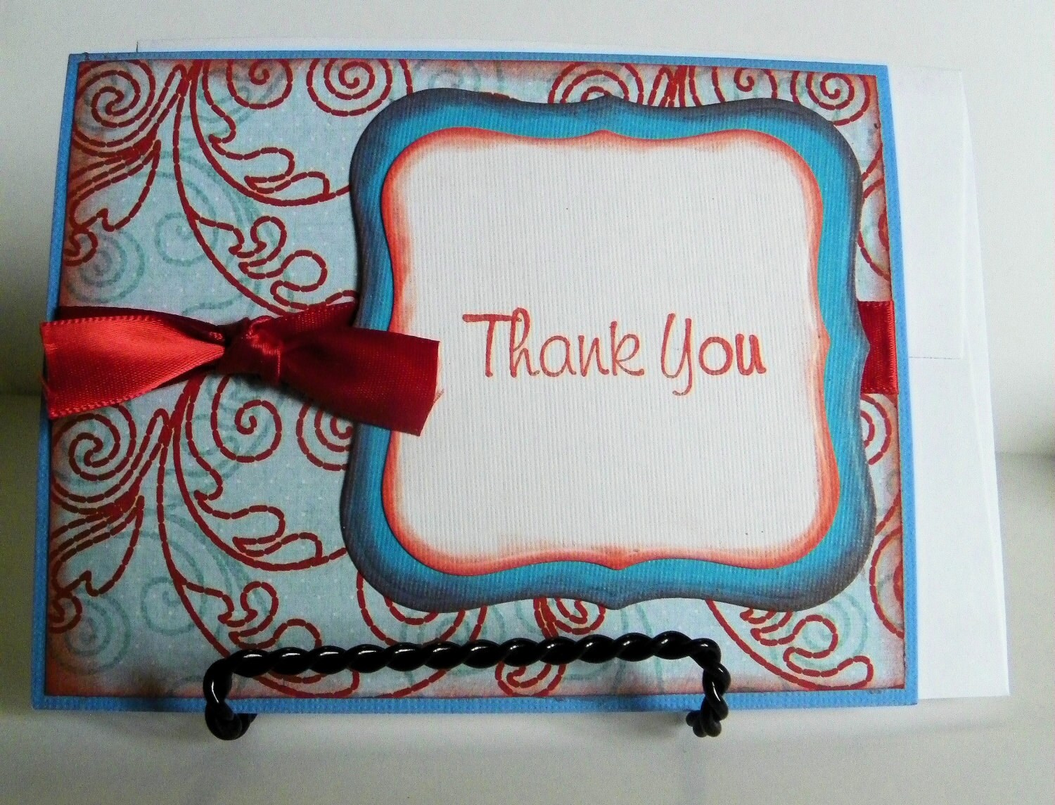 Red and Blue Thank You Card