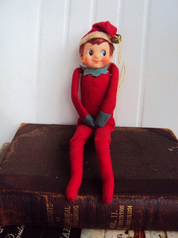 Vintage 40s Christmas Elf Doll Shelf Sitter