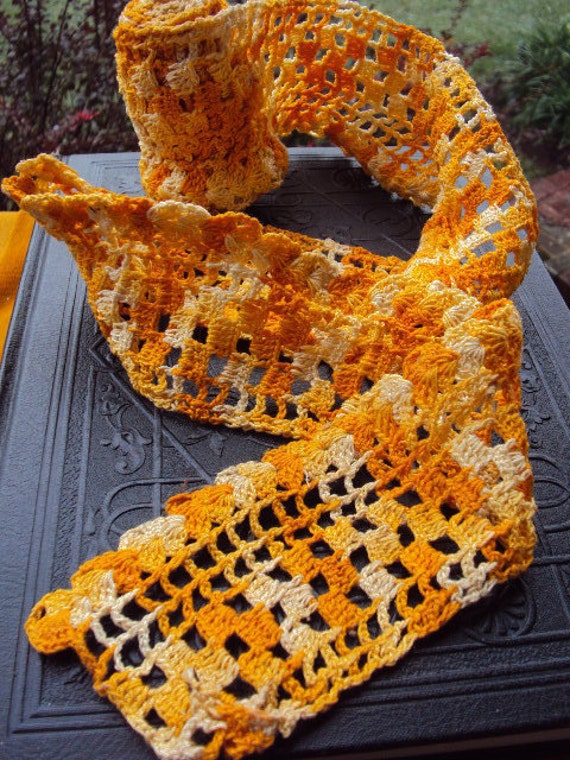 Vintage Crocheted Lace Yardage in Pumpkin Spice