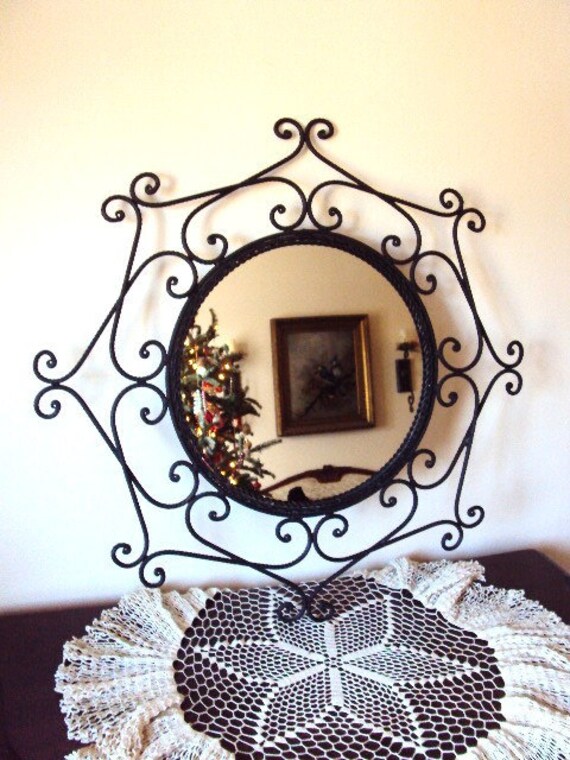 Vintage Mirror with Wrought Iron Frame