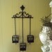 Vintage Wrought Iron Candle Holder Wall Hanging Fleur De Lis