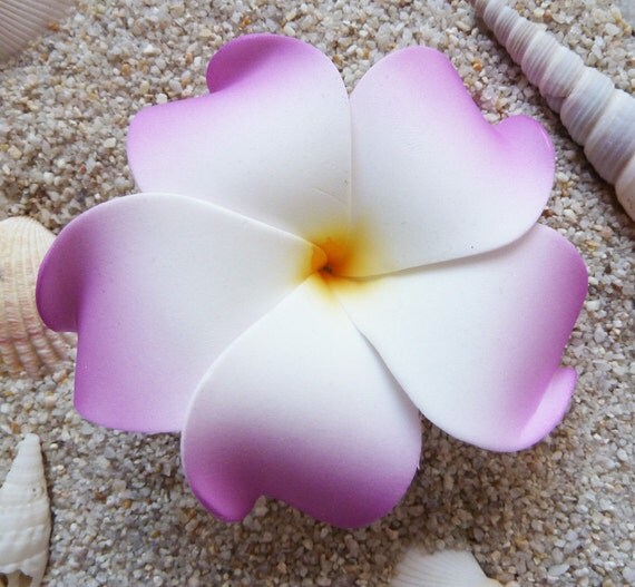 Flower Hair Clip Purple Plumeria Hawaiian Flowers by Girlflowers