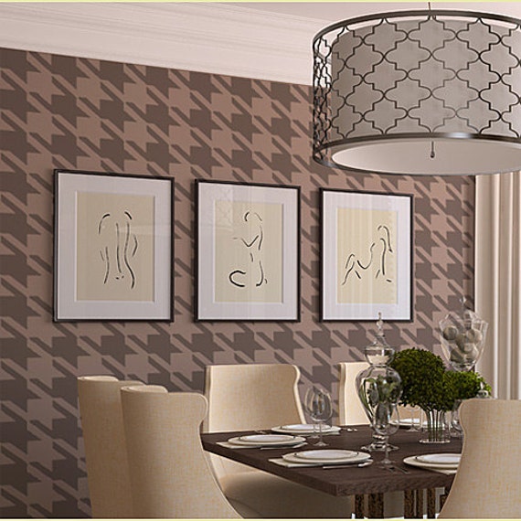 Houndstooth Wall Stencil - Large Reusable stencils for walls and crafts