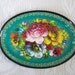 Vintage Hand Painted Floral Oval Metal Tray