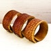 Winter Wristbands Leather Cuffs Bracelets Hand Tooled Vintage Retro