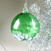 Blown Glass Ornament Suncatcher Ball Emerald Green Blossom Christmas Holiday Ornament