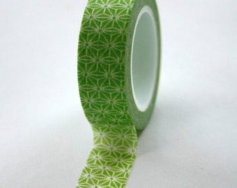 Washi Tape - 15mm - Green and White Geometric Pattern - Deco Paper Tape No. 339