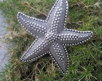 Starfish Drawer Knobs - Cabinet Knobs - Furniture Knobs in Silver Metal (MK114)