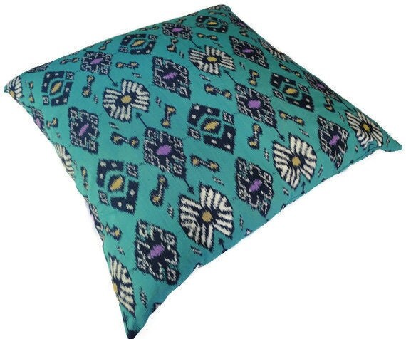 Ikat Floor Pillow 28x28 Turquoise