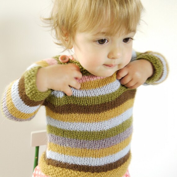 stripey seamless alpaca sweater in autumn colour size 6-12