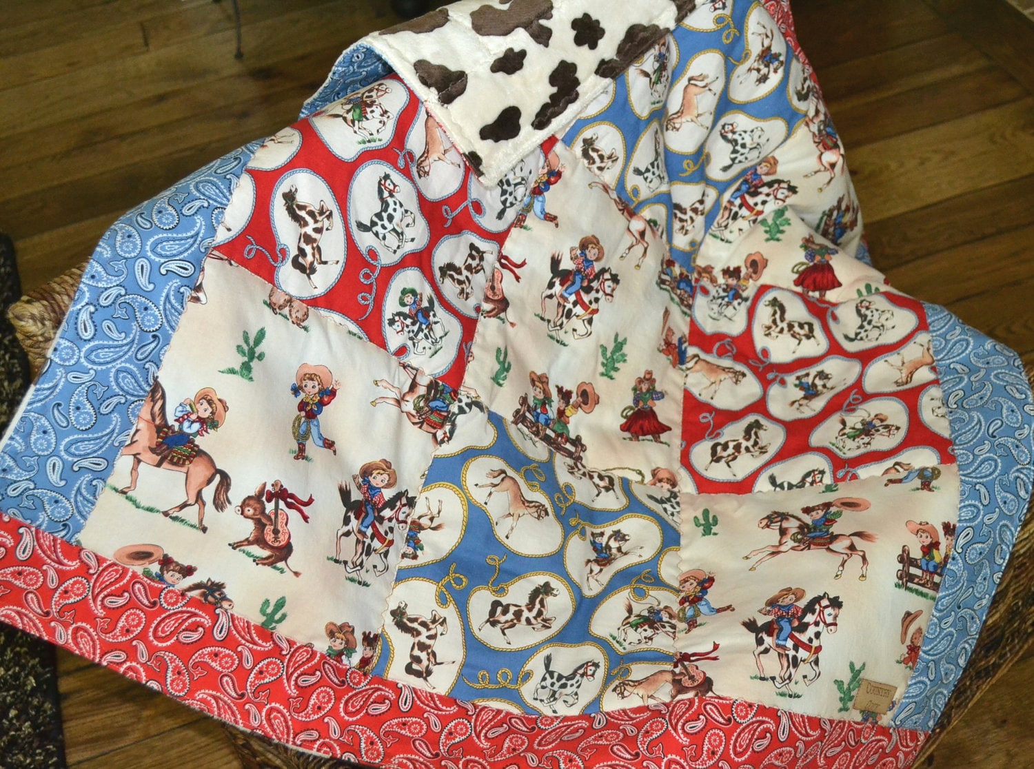 Western Pieced Baby Blanket Minky Special Order Item