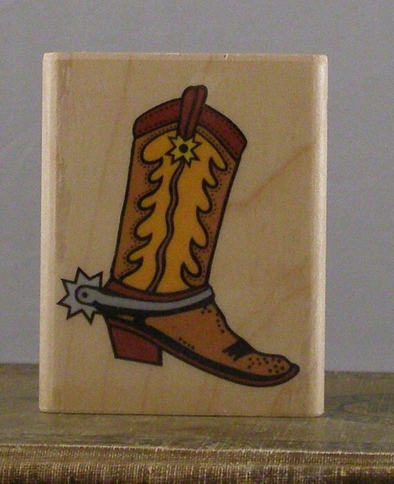 Western COWBOY BOOT Rubber Stamp