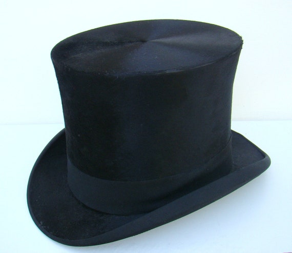 Items similar to Antique Mens Beaver Pelt Top Hat / Turn of the Century ...