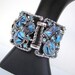 RESERVED Vintage 60s Silver Tone Blue Art Bead Bracelet