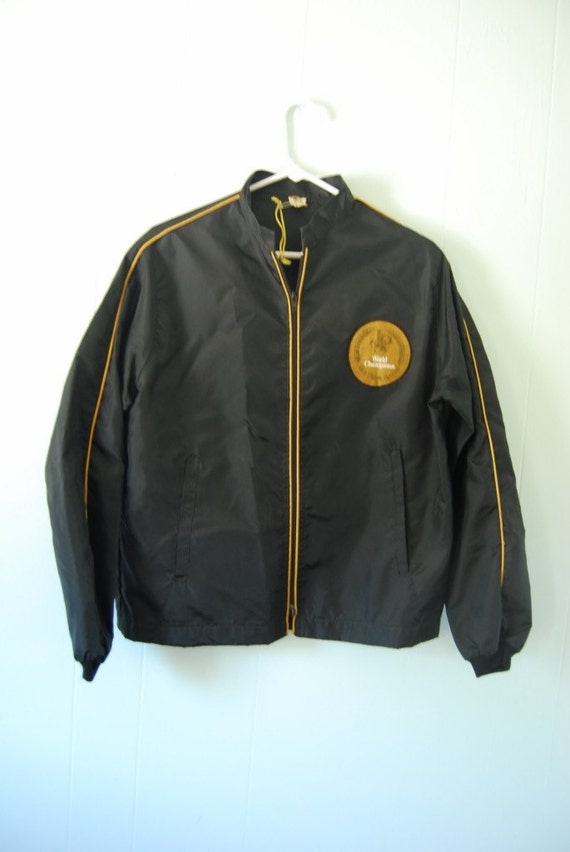 Vintage Black Nylon Jacket 70s 80s John Player Special World