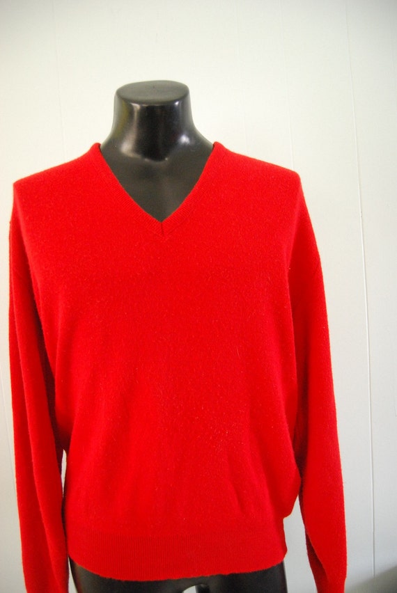 Red V Neck Boyfriend Sweater VNeck by Puritan XL