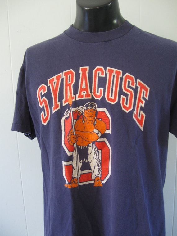 Vintage Syracuse University TShirt Distressed Tee Navy Blue