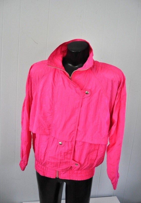 Neon Pink Jacket by Andy Johns Coat Windbreaker with Vest 80s