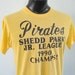 1990 Soft n Thin Yellow Baseball Tee Pirates Champs 90s Large