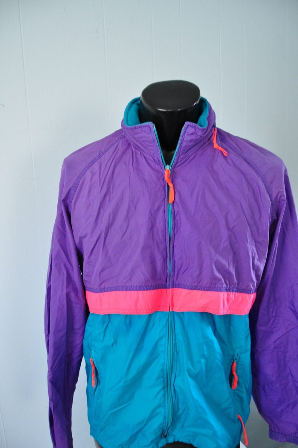 Vintage Neon Windbreaker by Woolrich Track Jacket Purple Pink