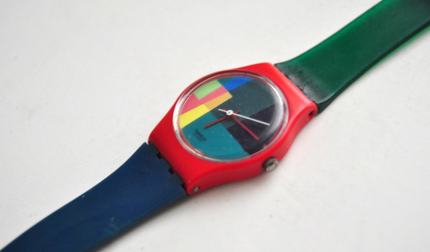 1985 Swatch Watch Authentic Vintage Swiss Made Basic Color Red