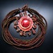 Copper Sun Necklace - Swirl Sun Pendant with Copper Brown Seed Beads