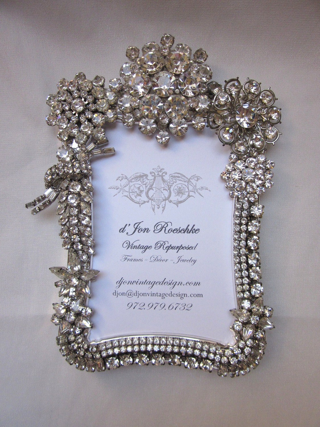 Fabulous Vintage Rhinestone Jewelry Picture Frame