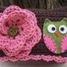 Rose Pink and Chocolate Brown with Olive Owl Crocheted Cotton Little Bit Purse