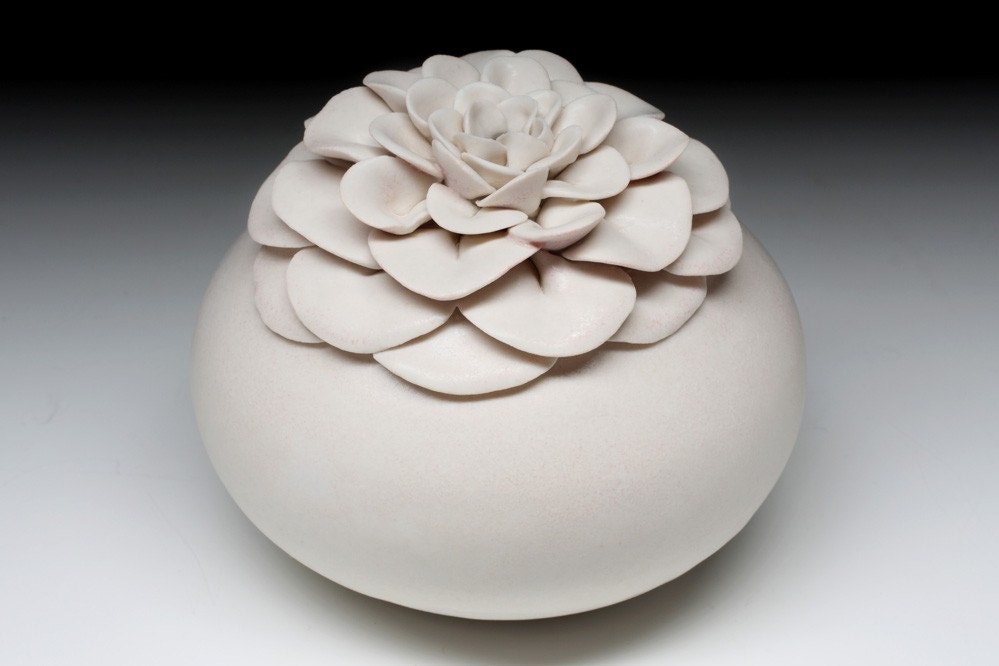 Vase Ceramic Pottery Porcelain White Lotus Flower