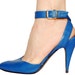 Aqua Blue Leather Ankle Strap Stilleto Party Heels Sz 7