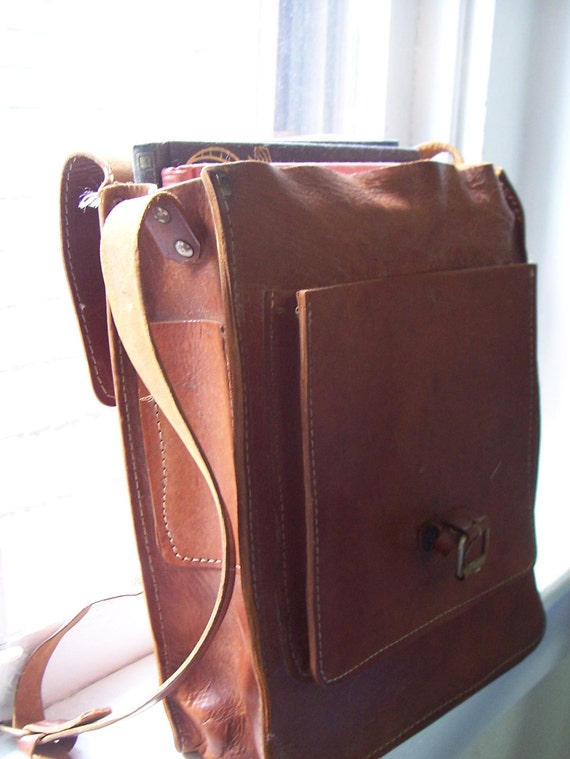 Vintage Leather Book Satchel