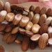 Flat Oval Angle Cut Wooden Beads Bright Cherry Finish 8 by 16mm 10pcs