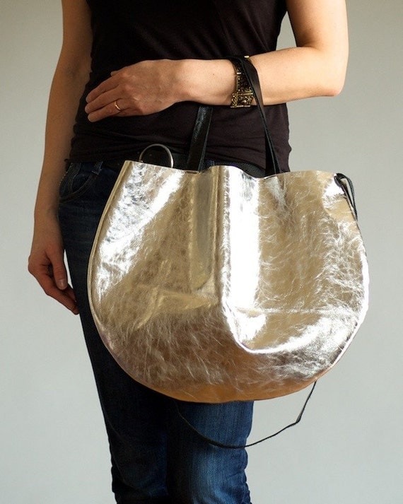 Items similar to Silver Leather Hobo Bag on Etsy