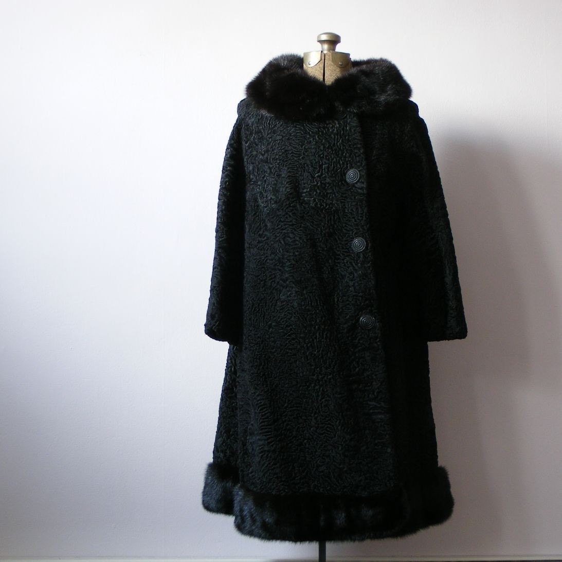 vintage 1950s BLACK PERSIAN LAMB FUR coat by GreatestFriend
