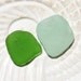 Square ish. Seafoam & Green Seaglass Duo. Top Drilled