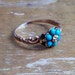 10k Victorian flower / a turquoise and diamond ring / flower design / size 8.5