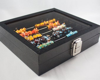 Display storge lampwork bead box will also fit Chamilia, Biagi,Troll and all of the large hole European style beads....half size ,glass lid