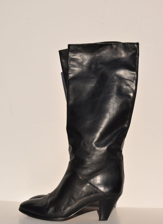 knee high vintage leather boots womens size 8 made in italy