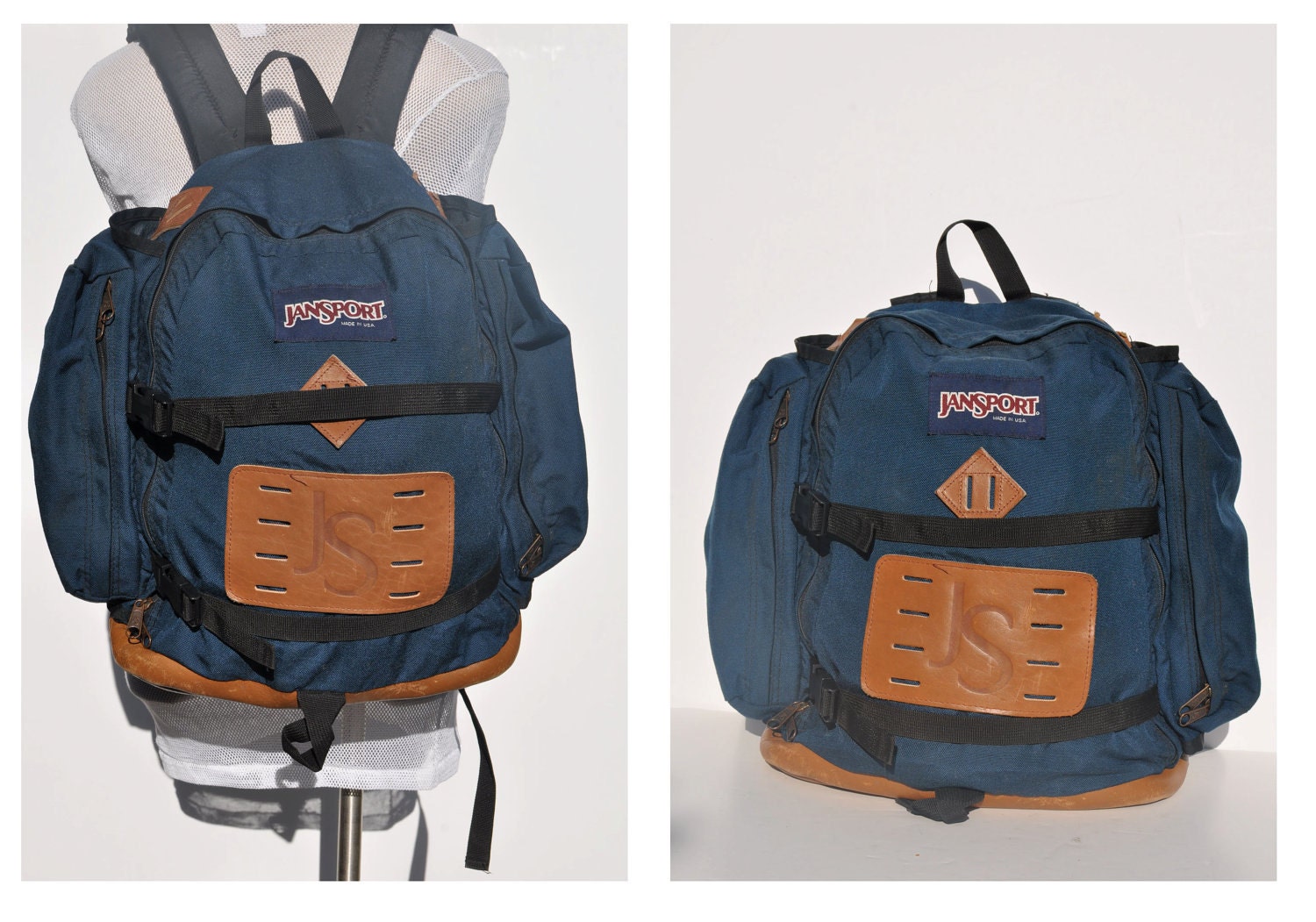 vintage BACKPACK with leather bottom JANSPORT indie daypack