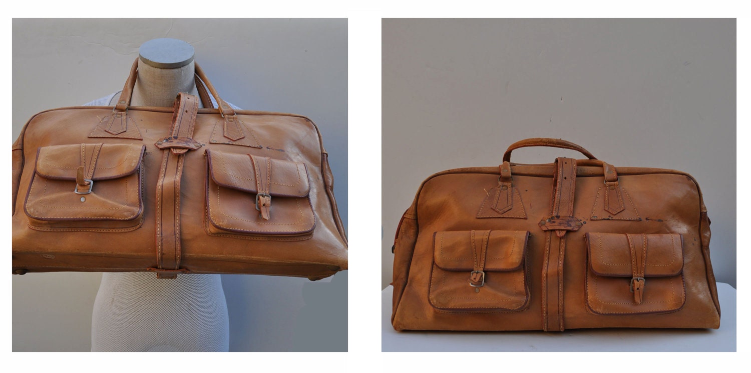 vintage leather bag carry on duffel bag duffle bag tote
